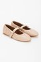 Women's Beige Pleated Flat Heeled Stylish Buckle Detailed Comfortable Ballerina Shoes - 2
