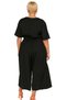 Women's Plus Size V-Neck Short Sleeve Relaxed Fit Elastic Waist Plain Woven Wide Leg Jumpsuit Stylish - 4