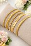 Gold Color 5 Piece Zircon Stone & Twist Detail Women's Bracelet - 4