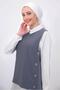 Women's Gray Striped Triple Vest Set t 5443 - 3