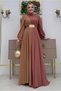 Women's Pink (Dried Rose) Two-Tone Chiffon Dress with Belt t 6083 - 2