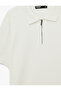 Regular Fit Viscose Half Zipper Short Sleeve Knitwear T-Shirt - 5