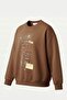 Men's Printed Oversized Brown Sweatshirt - 3