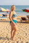 Women's Turquoise Patterned High Waist Lined Plus Size Bikini Set Hzl25S-Lc24200-1 - 2