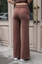 Women's Silky Stretchy Thick Modal Fabric High Waist Front Seam Pocketed Wide Leg Palazzo Pants-Coffee - 2