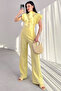 Pnt-07409 Yellow Polyviscon Fabric Palazzo Trousers - 4