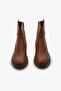 Tan Genuine Leather Side Zipper Non-Slip Sole Women's Boots - 3
