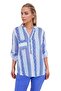 Women's Blue Ethnic Pattern Italian Cotton Linen Shirt - 3
