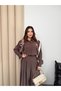 Oversize Shirt and Wide-Leg Trousers Comfortable Cut Basic Modal Fabric Two-Piece Set 8974 - Brown - 2