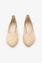 Beige Genuine Leather V-Cut Short Block Heeled Women's Shoes - 7