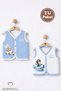 2-Piece Baby Boy Vest Set, Cotton Jacquard Snap Fastener Baby Vest, Teddy Bear Printed Baby Vest Set 0-9 Months