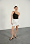 Draped Satin Mini Skirt White - 2