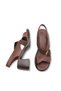 Women's Cross Strap Detailed Heeled Daily Comfortable Stylish Casual Tarifa Brown Genuine Leather Sandals - 3
