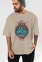 Yggdrasil Front Printed Beige Oversize T-Shirt Men Women Cotton Crew Neck Tshirt - 6
