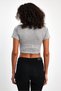 Women's Gray Cotton Glittery Heart Detailed Stretchy Lycra Crop T-Shirt - 9