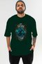 Loke Front Printed Green Oversize T-Shirt Men Women Cotton Crew Neck T-Shirt - 2