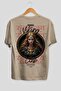 Freya Back Printed Beige Oversize T-Shirt Men's Women's Cotton Crew Neck T-Shirt - 2