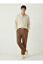 Men's Brown Linen Muslin Trousers Comfortable Fit Baggy Lightweight Fabric with Back Pockets - 5