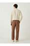 Men's Brown Linen Muslin Trousers Comfortable Fit Baggy Lightweight Fabric with Back Pockets - 4