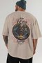 Odin 2 Back Printed Beige Oversize T-Shirt Men's Women's Cotton Crew Neck T-Shirt - 5