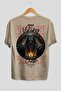 Odin 3 Back Printed Beige Oversize T-Shirt Men's Women's Cotton Crew Neck T-Shirt - 2