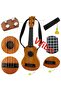 Toy Guitar for Children, Wooden Look, 6 Strings, Tunable, 47 cm Strap Rope + Pick Set - 2