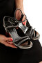 Platinum Stone Platform Thick Heeled Ankle Strap Evening Dress Women's Shoes (Wedding & Event) - 6