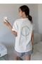 Comfort T-shirt -white, Printed, Crew Neck, Printed, Short Sleeve, Boyfriend, Loose - 5