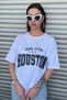 Houston T-shirt - White Printed Oversize Crew Neck Printed Short Sleeve - 4