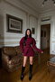 Burgundy Tomboi Double Breasted Blazer Jacket Mini Skirt Bottom Top Set Ate-4540 - 2