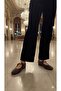 Belted Embroidered Single-Layered Flat-Toe Women's Ballerinas Brown - 5