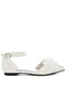 Women Sheer Bow Detail Glitter Flat Sandals in White - 2