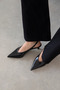 Alez Women's Wrinkled Leather Heeled Shoes Black - 3