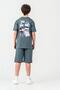 Top Front Embroidered Back Printed Bottom Left Leg Embroidered Boys' Shorts - T-Shirt Set - 4