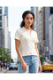 Women White Polo Rib T-Shirt