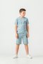 Top Front Print Bottom Snap Fastener Left Leg Print Boys' Shorts - T-Shirt Set - 2