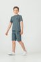 Top Front Print Bottom Snap Fastener Left Leg Print Boys' Shorts - T-Shirt Set - 2