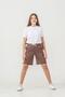 Cargo Pocket Cover Pocket Printed Side Piping Girls' Shorts