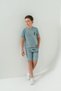Top Front Print Bottom Snap Fastener Left Leg Print Boys' Shorts - T-Shirt Set - 6