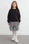 2-Piece Girls' Set with Bow and Plaid Patterned Skirt - 3