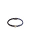 Midnight Blue Genuine Leather Men's Bracelet – Black and Navy Blue Dual Color – Metal Detailed Steel Lock-1324 - 2