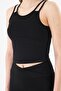 Double Strap V-Cut Waist Detailed Sports Set Black - 3