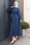Beli Lace Detailed Skirted Denim Suit Dark Blue Msv19198 - 3