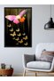 Colorful and Gold Butterfly One-Piece Black Wooden Framed Painting - 3