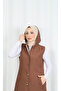 Hooded Vest with Plaid Pattern Detail Taba Hnt8568 - 6