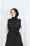 Pocket Cover Detailed Quilted Vest Black Hnt7117 - 5