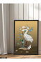 Floral White Bird One Piece Black Wooden Framed Painting - 2