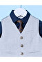 Infant Boys Navy And Grey Shirt With Vest Coat and Tie (3 Piece) - 3
