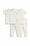 Infant Girls 2-Pack Rib T-Shirts & 2-Pack Rib Leggings Set (Daisy Floral & Cream Stripe) - 2