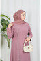 Stone Embellished Large Size Hijab Suit Powder Hnt7537 - 8